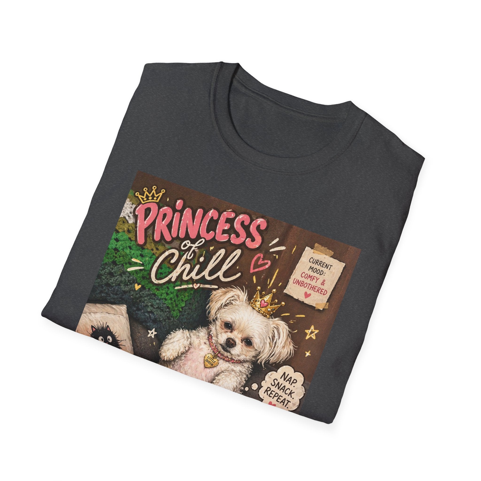 Princess and Chill Maltese Dog T-Shirt | Cute Dog Illustration