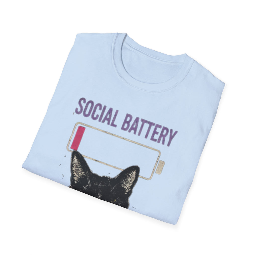 Social Battery Drained Cat T-Shirt | Low Battery Cat Shirt