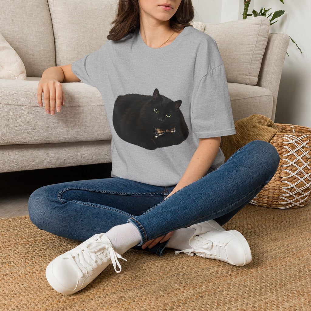 Peeking Black Cat T-Shirt | Minimal Cat Illustration