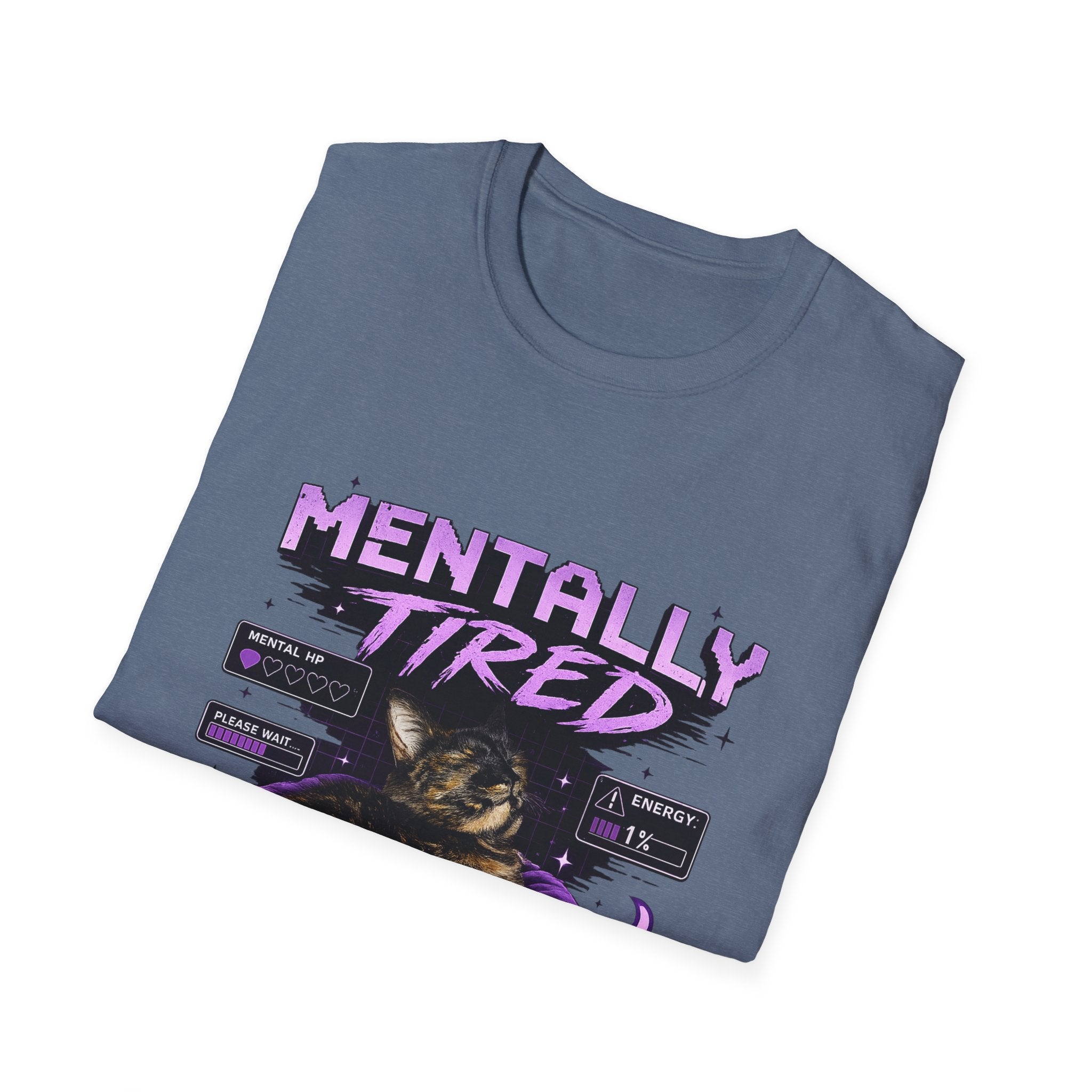 Mentally Tired Tortie Cat retro vaporwave T-Shirt | Vaporwave Cat Tee