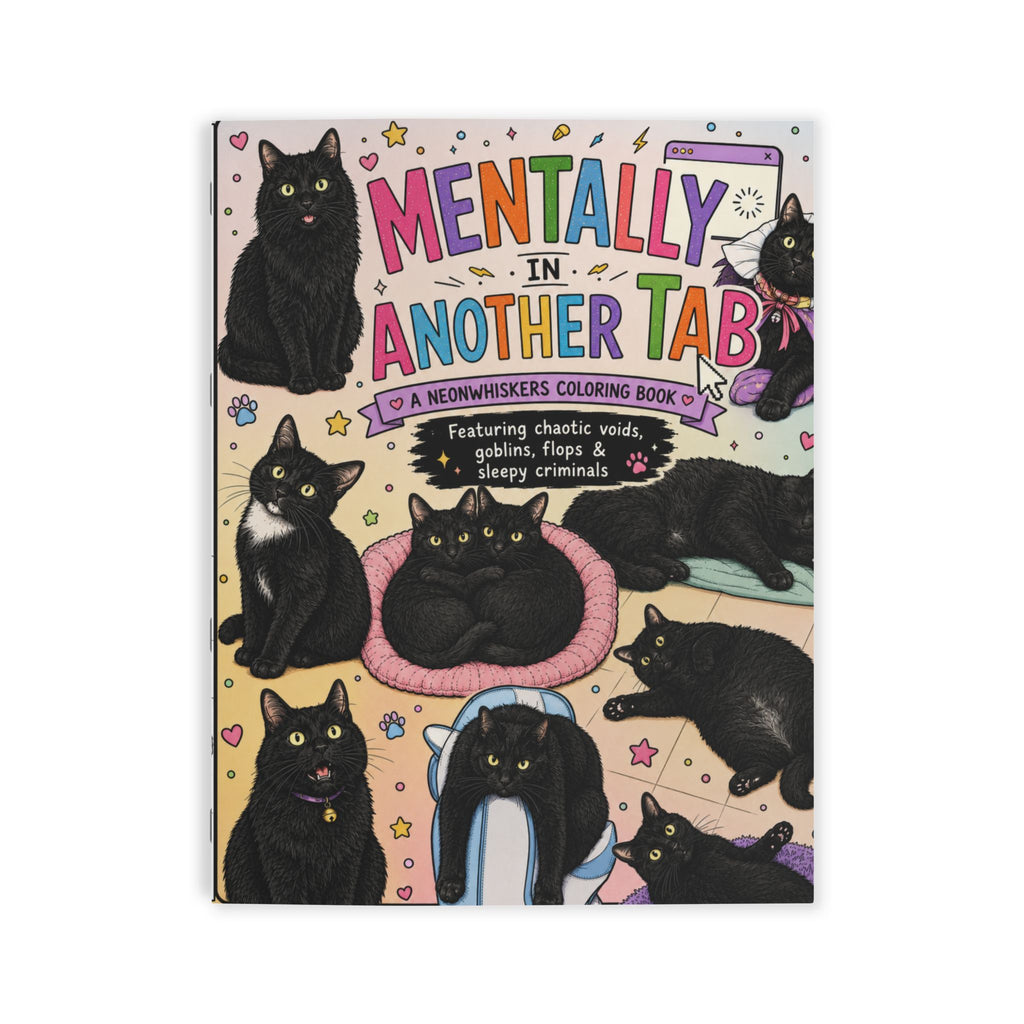 Mentally in Another Tab coloring book | Black Cats, Cute Cat Illustrations, Adult Coloring