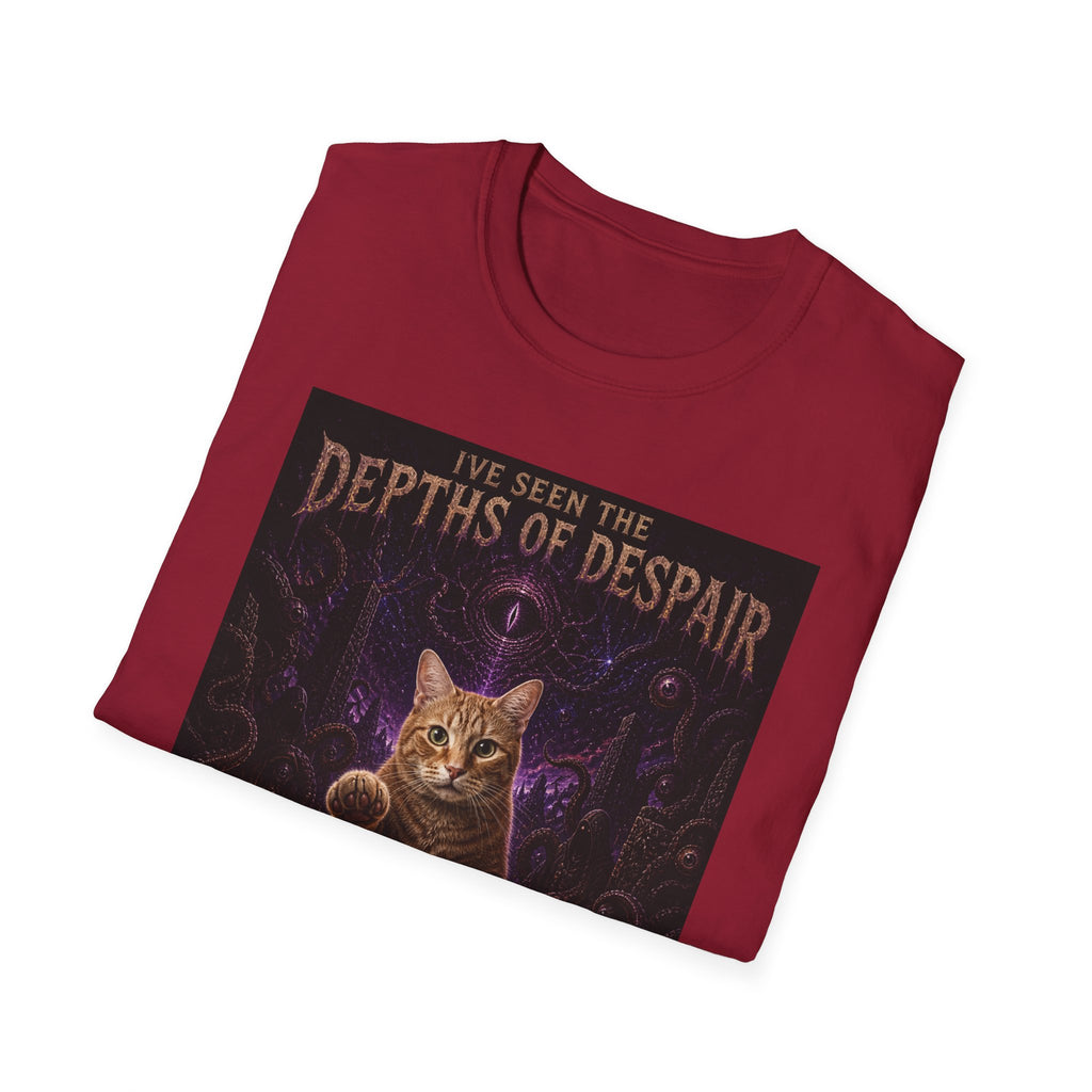 Depths of Despair Cat with Cheese, T-Shirt | Cat Illustration, Funny Quote
