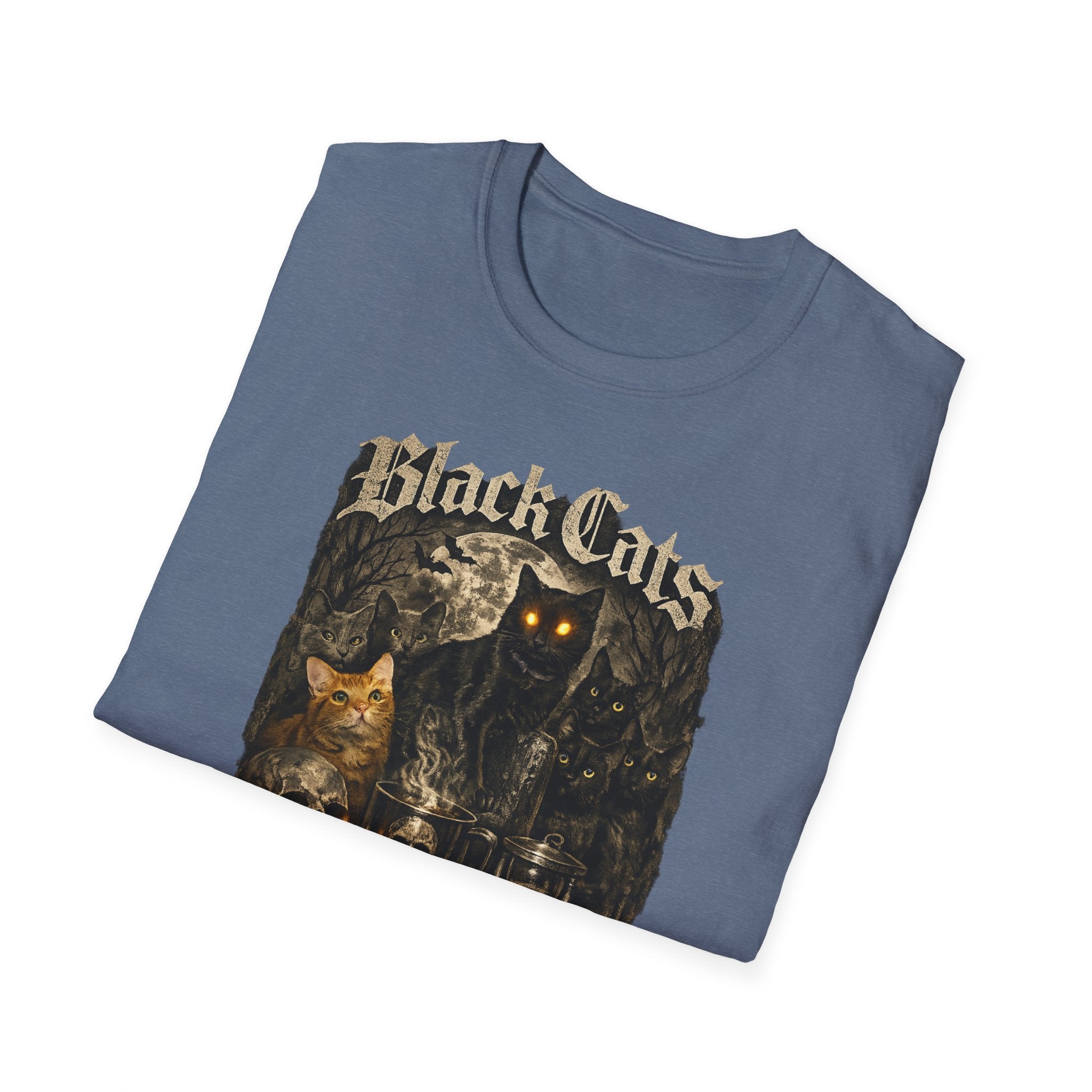 Black Cats & Coffee T-Shirt | Vintage Gothic Cat Illustration, Coffee Lover