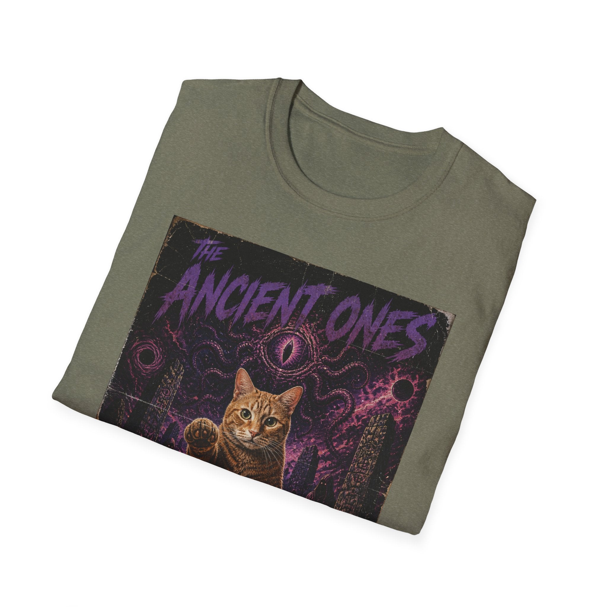 Ancient Ones Cat Horror Poster T-Shirt | Cthulhu Cat Hunger for Treats
