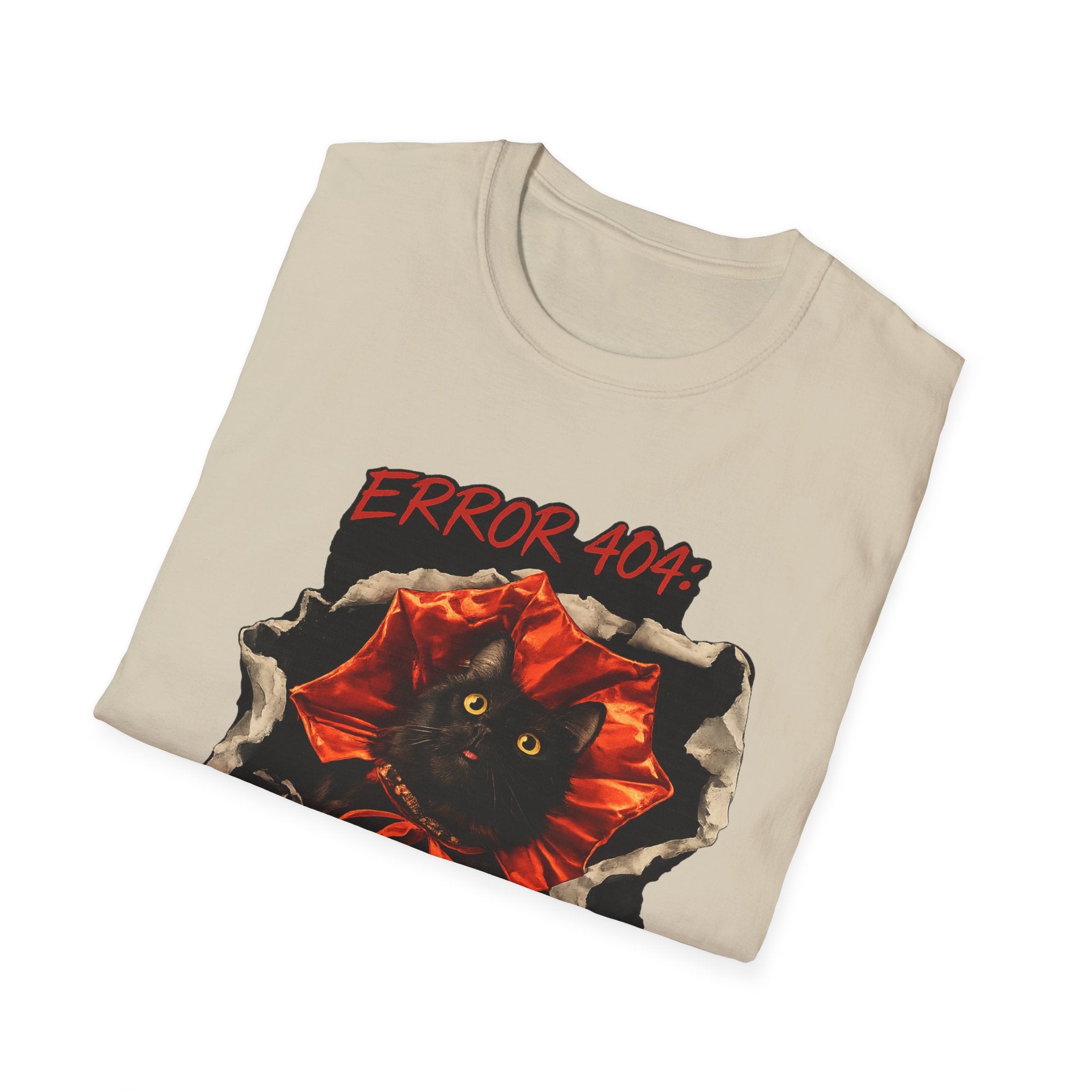 Error 404 Black Cat in Red Flower T-Shirt | Social Battery Not Found