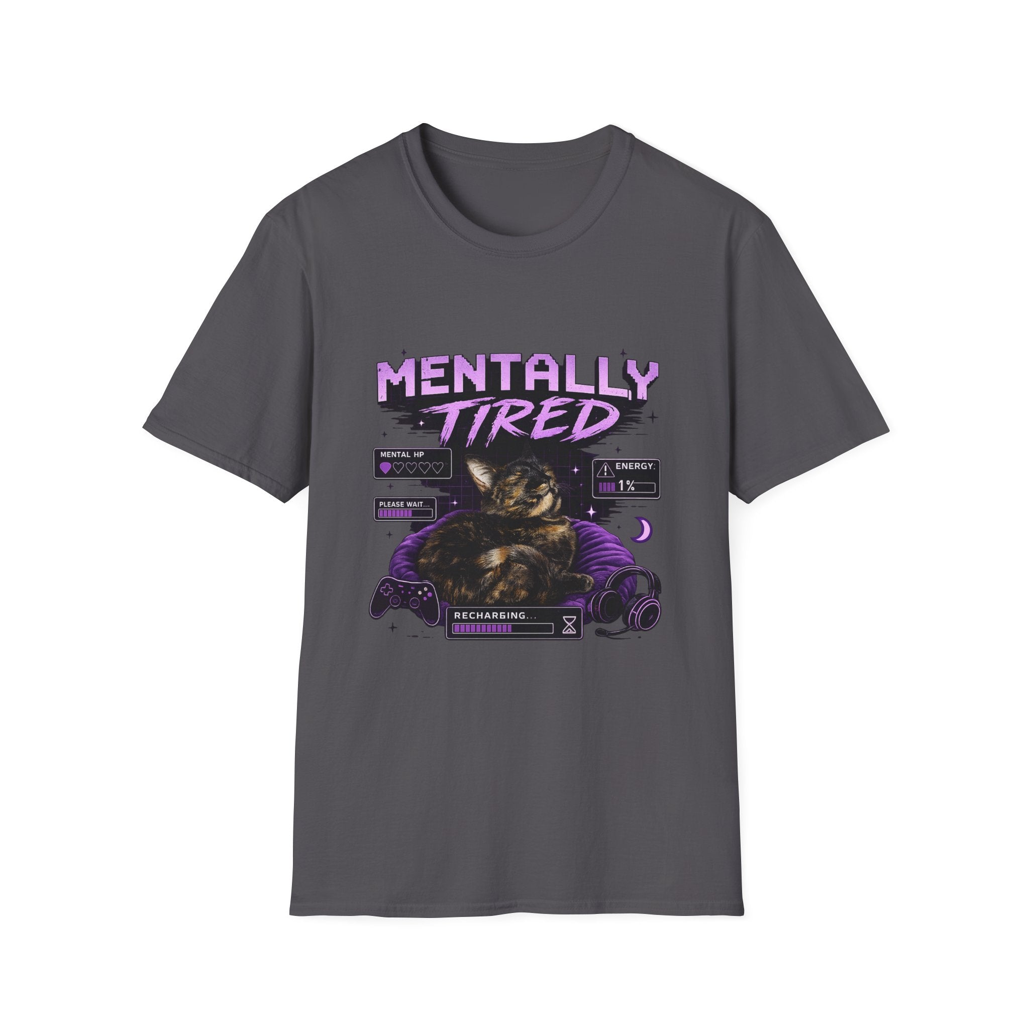 Mentally Tired Tortie Cat retro vaporwave T-Shirt | Vaporwave Cat Tee