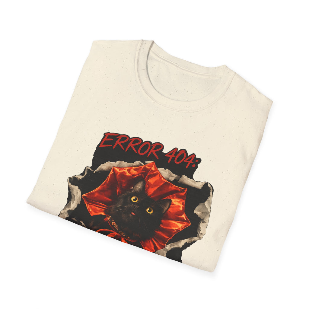 Error 404 Black Cat in Red Flower T-Shirt | Social Battery Not Found