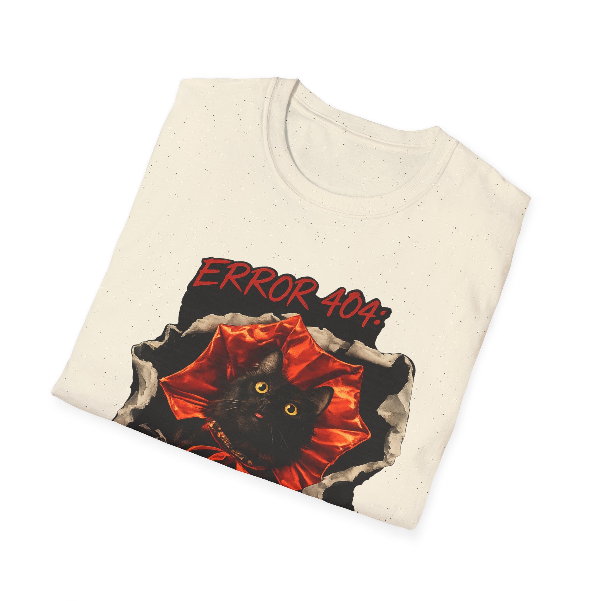 Error 404 Black Cat in Red Flower T-Shirt | Social Battery Not Found