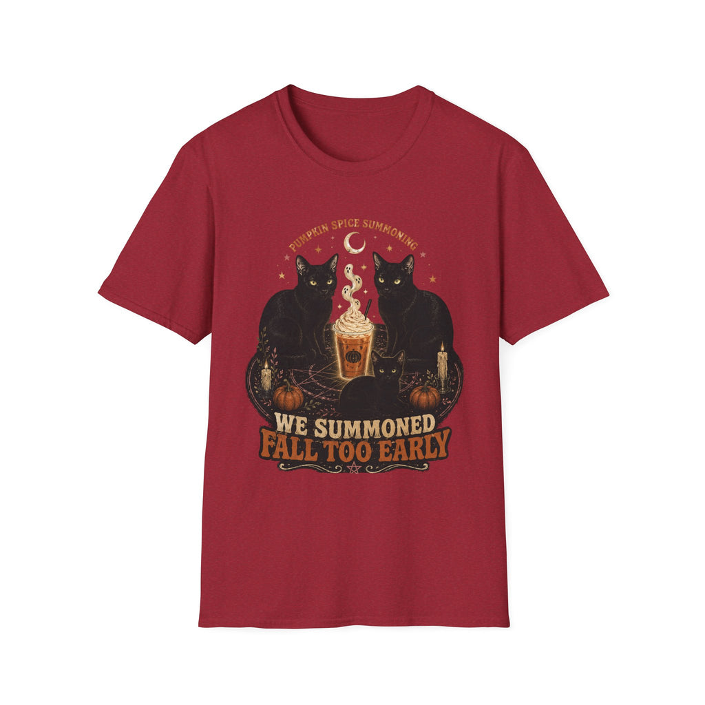 Pumpkin Spice Summoning T-Shirt | Black Cats, Fall Latte Illustration