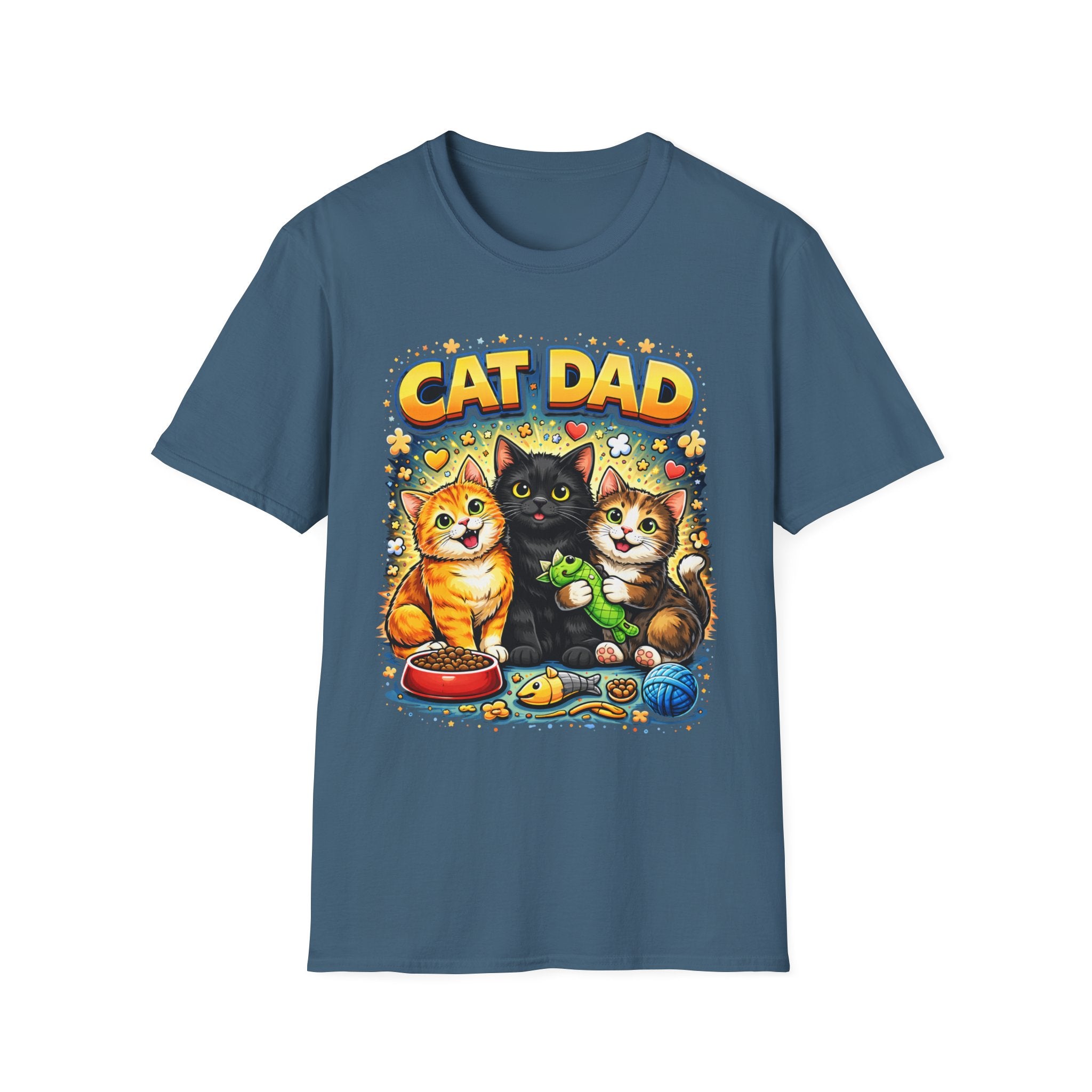 Cat Dad graphic T-Shirt | Cute kittens, colorful illustration, pet lover tee