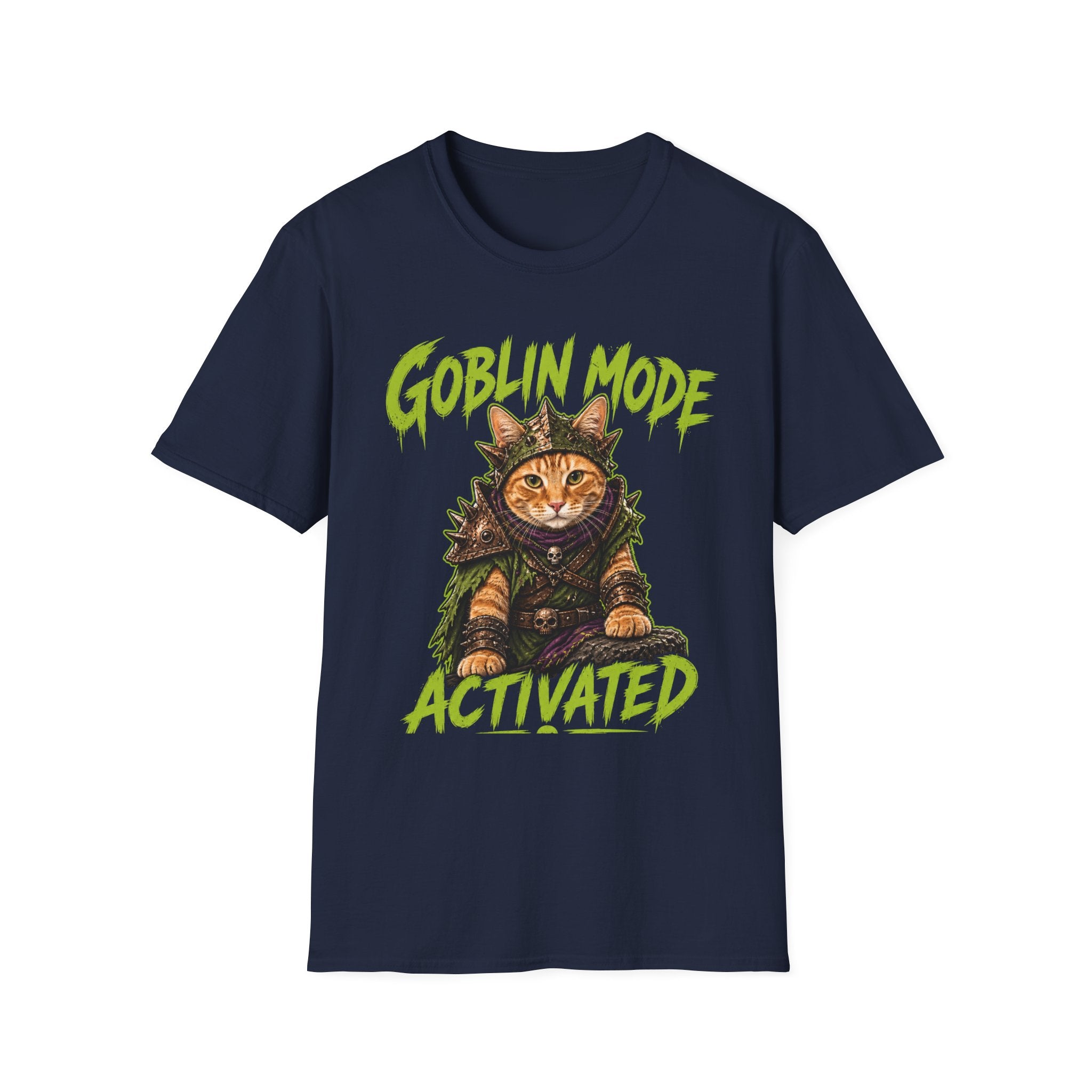 Goblin Mode Activated Cat T-Shirt | Fantasy Cat Illustration, Halloween Vibe