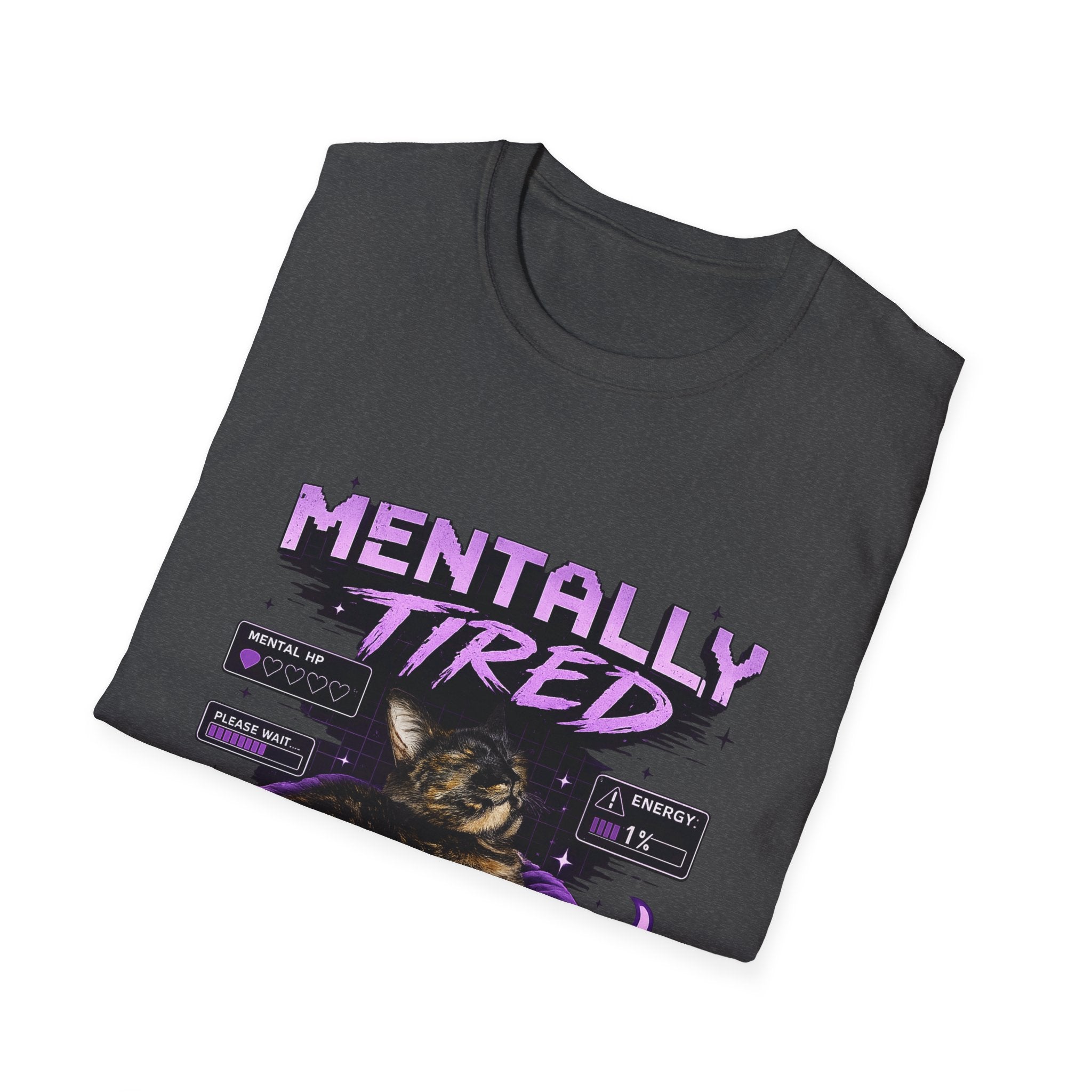 Mentally Tired Tortie Cat retro vaporwave T-Shirt | Vaporwave Cat Tee