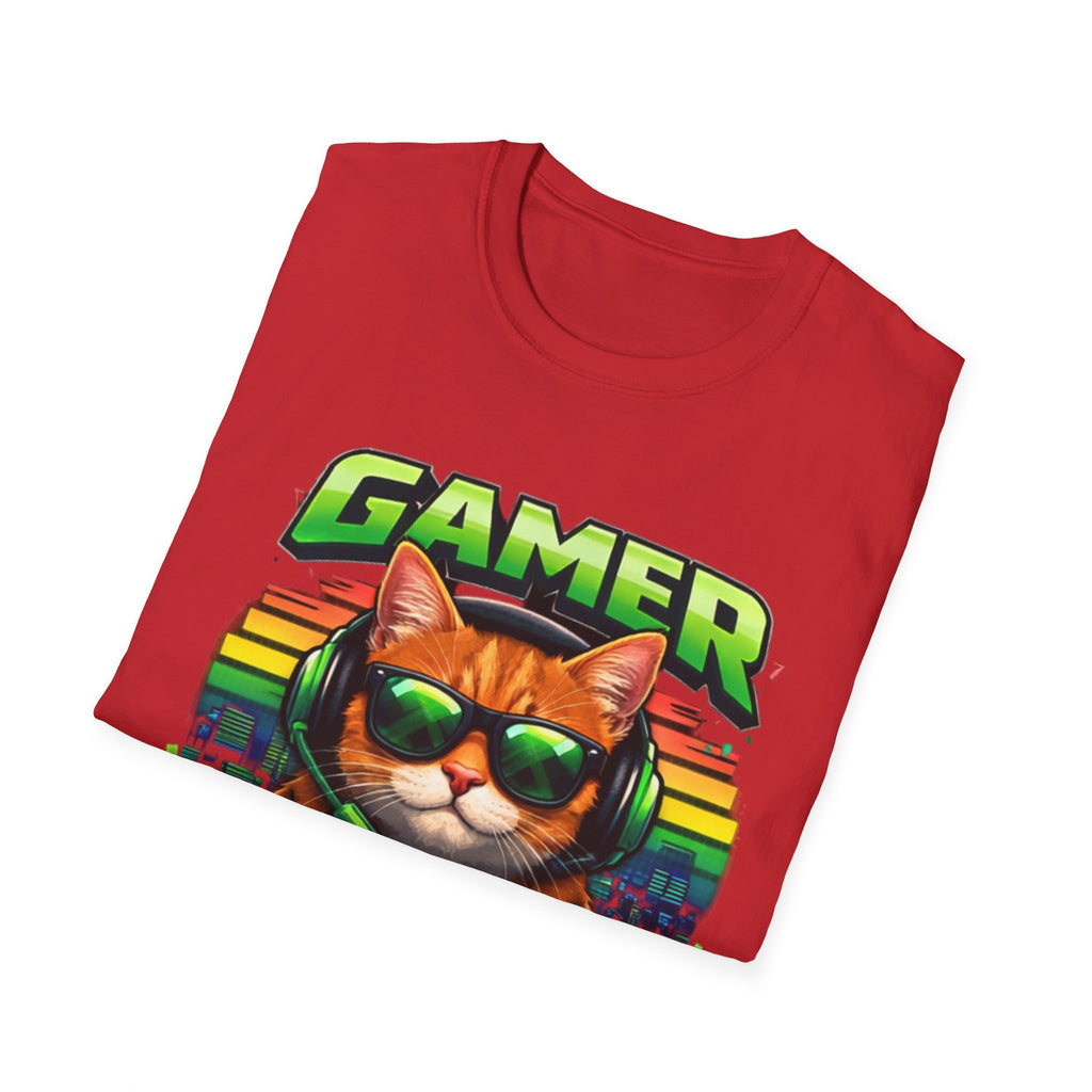 Gamer Cat with Controller T-Shirt | Eat Sleep Game Repeat