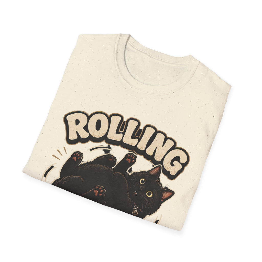 Rolling Fatties cat tee | Cute chubby black cat illustration T-Shirt