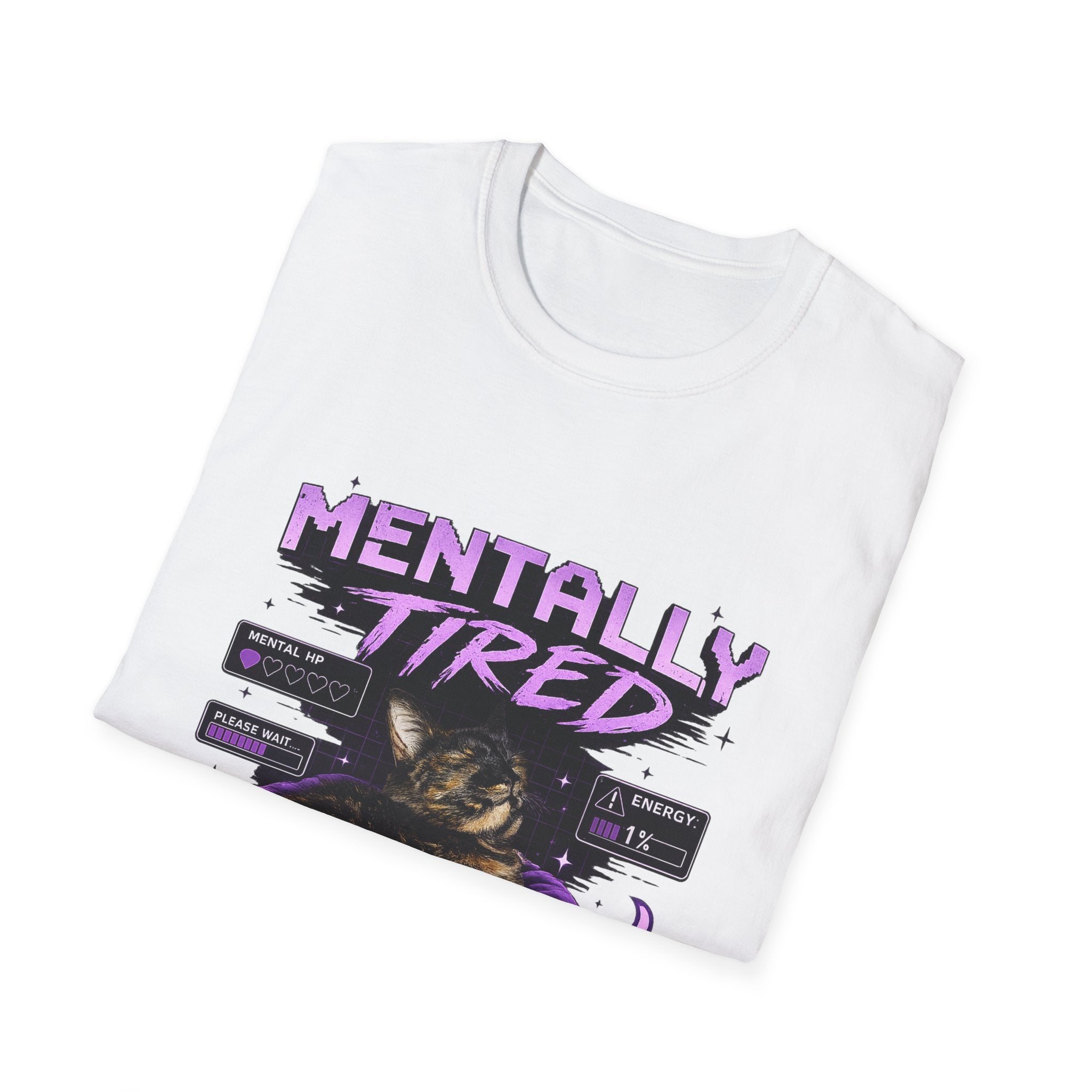 Mentally Tired Tortie Cat retro vaporwave T-Shirt | Vaporwave Cat Tee