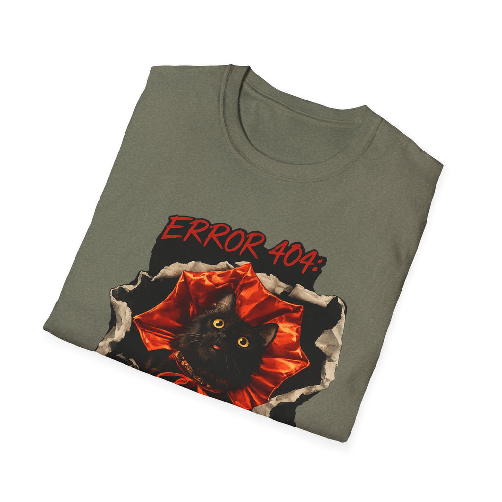 Error 404 Black Cat in Red Flower T-Shirt | Social Battery Not Found