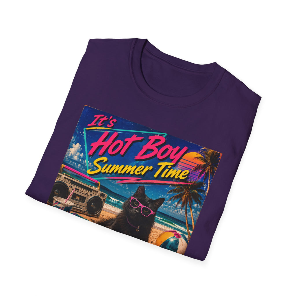 Hot Boy Summer Time cat graphic T-Shirt | retro beach vaporwave