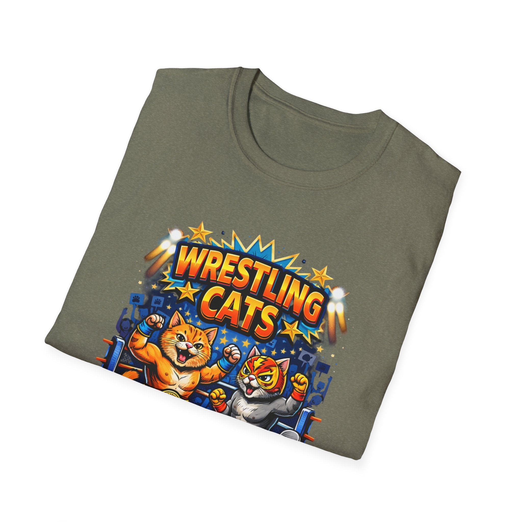 Wrestling Cats T-Shirt | Retro Cat Wrestlers Graphic Tee