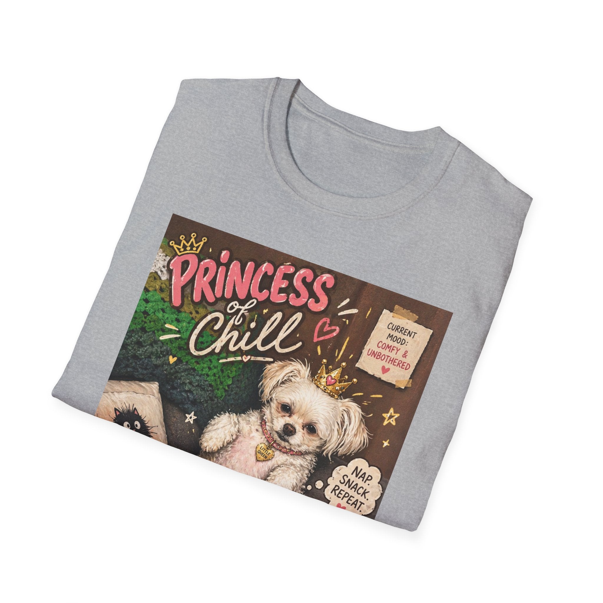 Princess and Chill Maltese Dog T-Shirt | Cute Dog Illustration