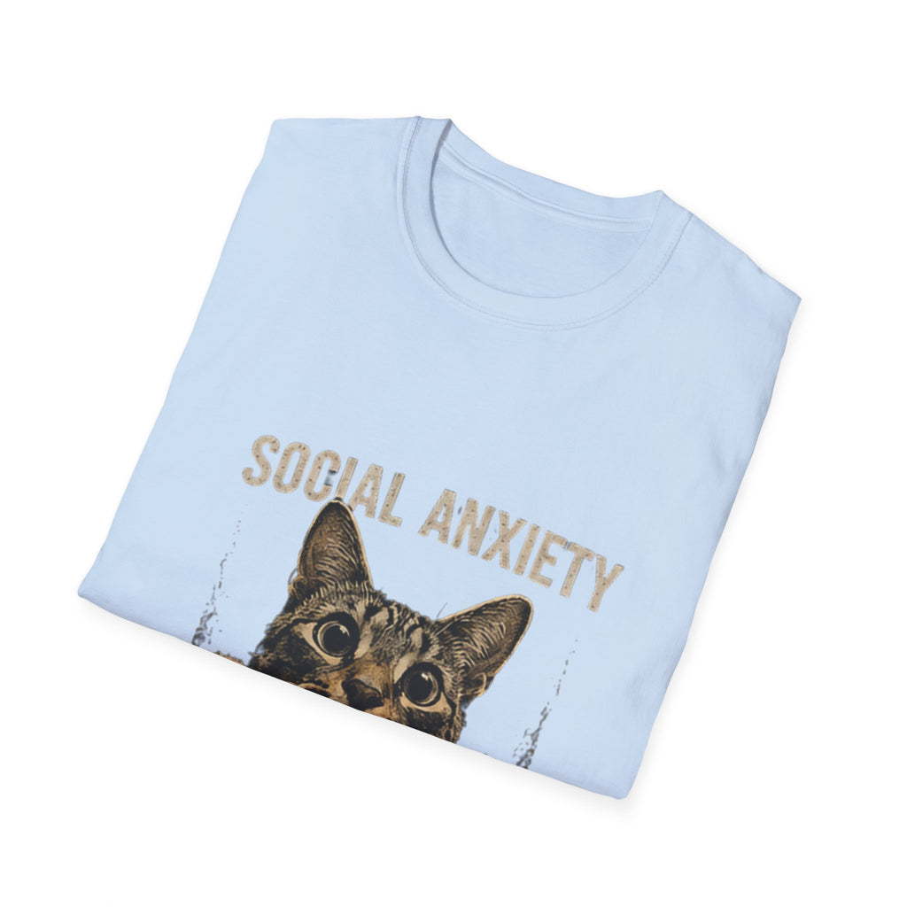 Social Anxiety Cat Leave Me Alone T-Shirt | Cat Illustration, Funny Text