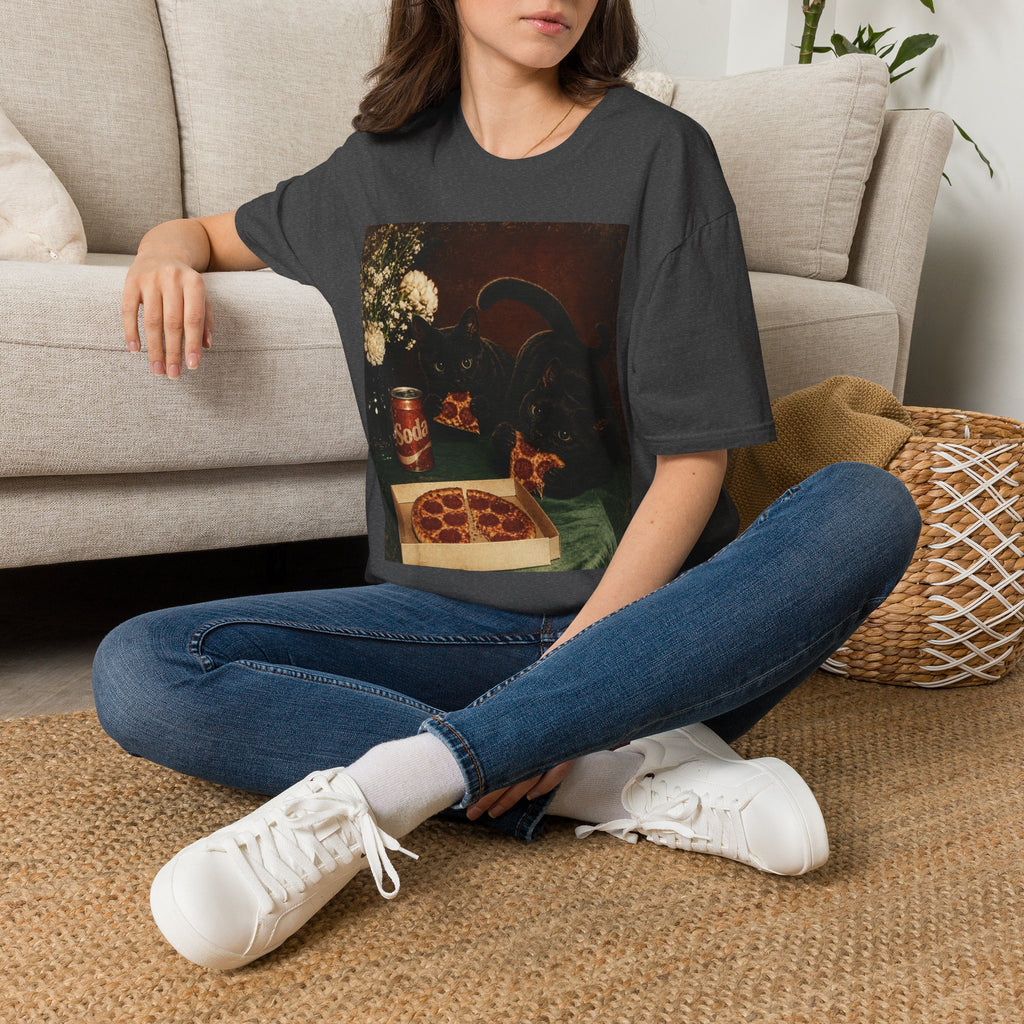 Black Cat Still Life T-Shirt | Vintage Floral, Candlelit Table