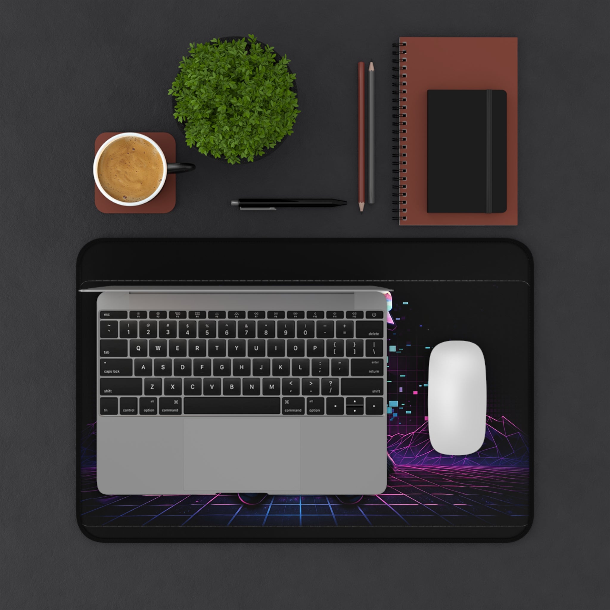 Game Over Retro Cyberpunk Cat Desk Mat | Gaming Mouse Pad
