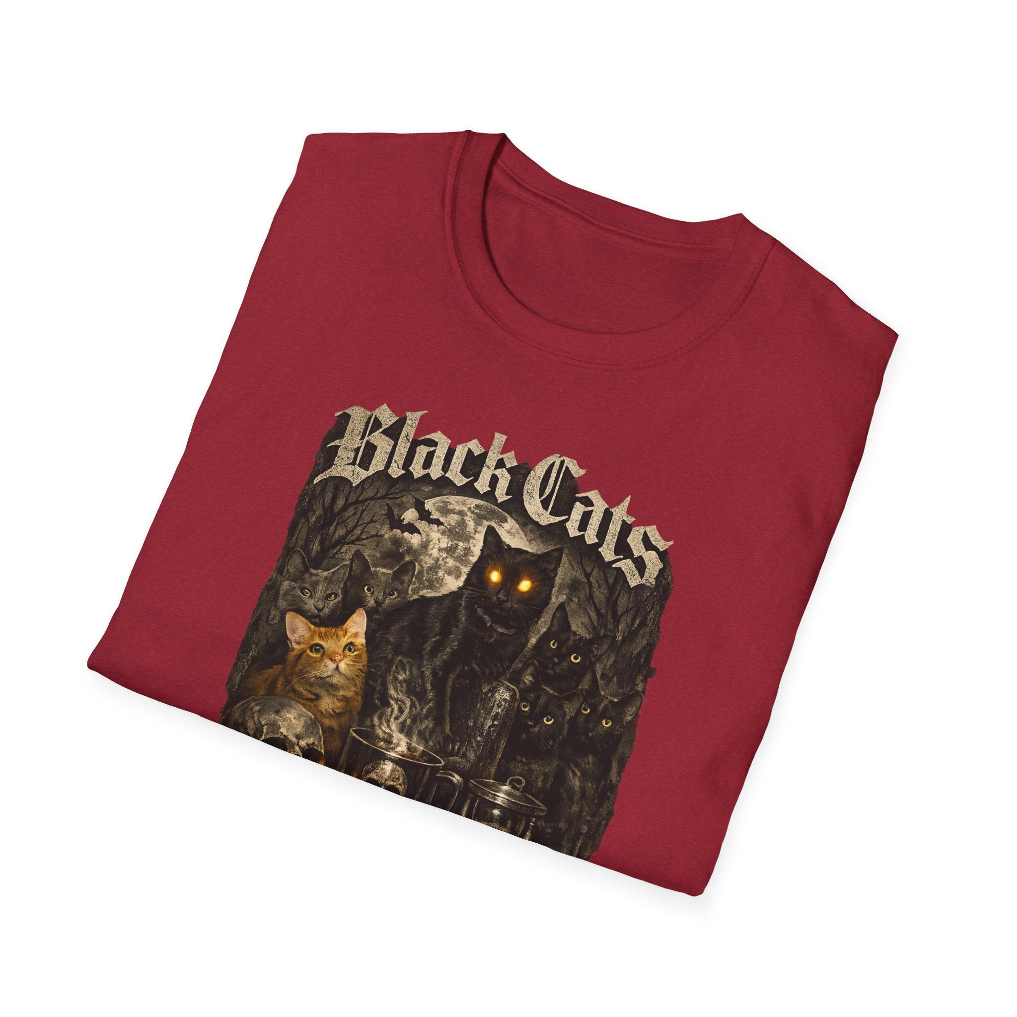 Black Cats & Coffee T-Shirt | Vintage Gothic Cat Illustration, Coffee Lover