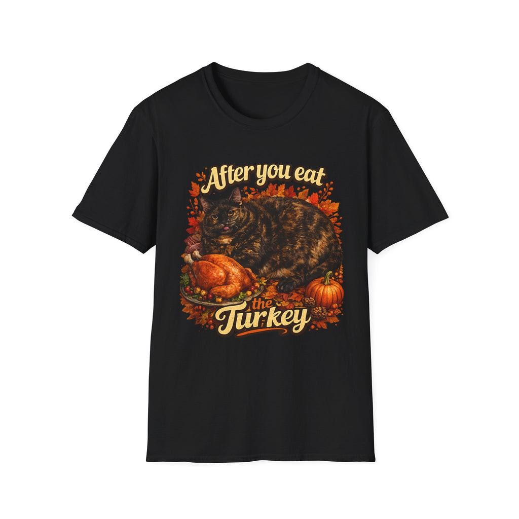 After You Eat Turkey T-Shirt | Cat Thanksgiving Design, Fall Leaves