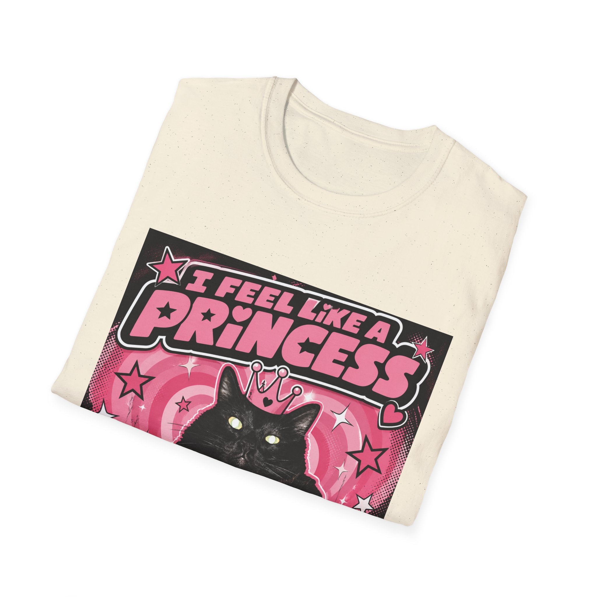 I Feel Like a Princess cat T-Shirt | Black Cat, Pink Retro Design