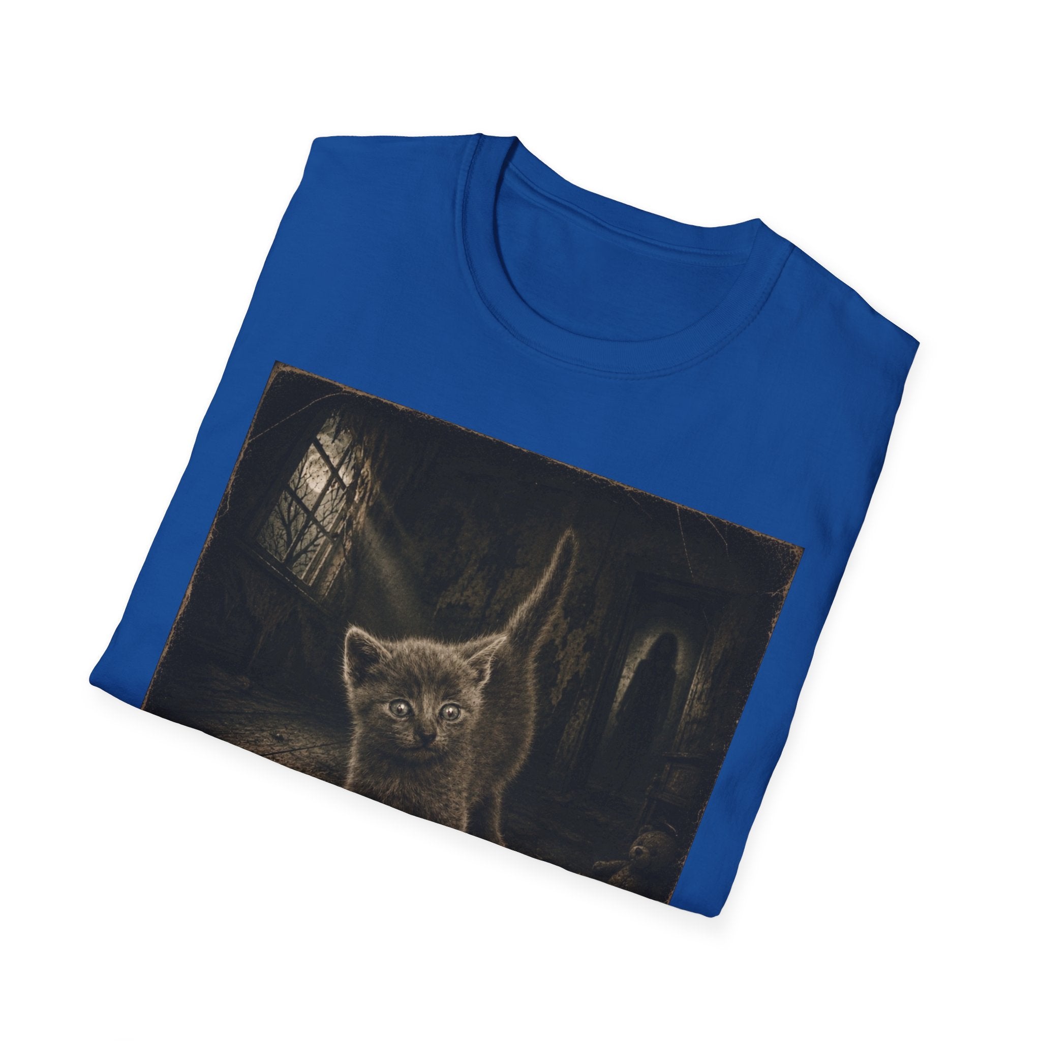 Gray Spooky Cat T-Shirt | Halloween Cat Shirt