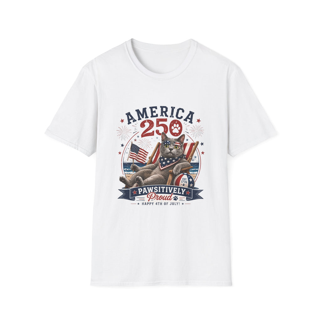 America 250 Cat Patriotic T-Shirt | Flag, Fireworks, Cute Cat