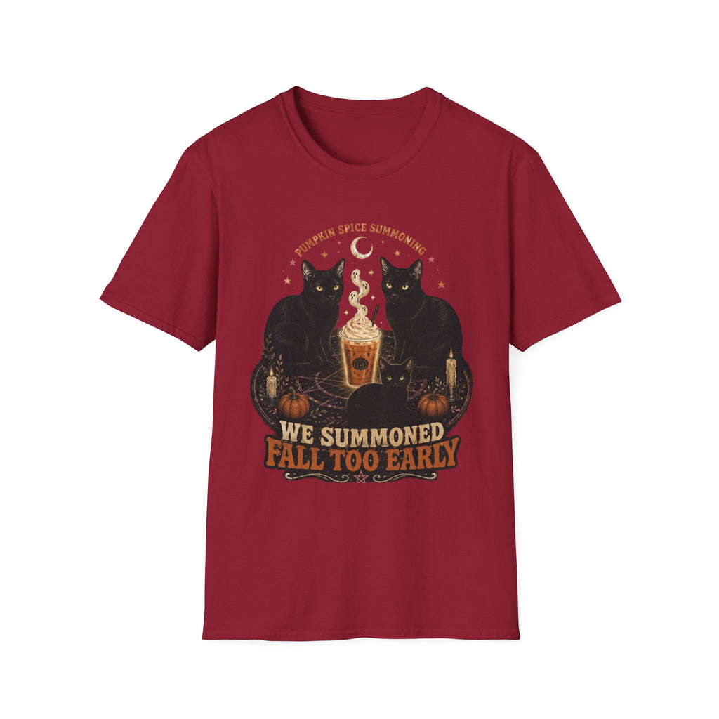 Pumpkin Spice Summoning T-Shirt | Black Cats, Fall Latte Illustration