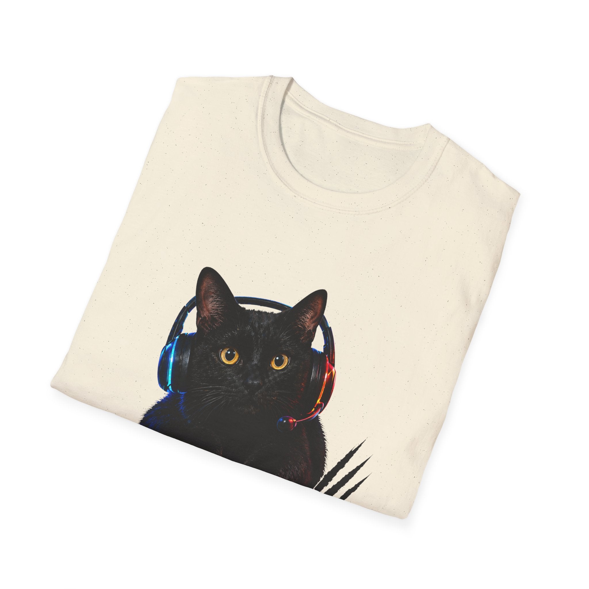 Black Cat with Headphones I Saw That T-Shirt | Funny Cat Tee