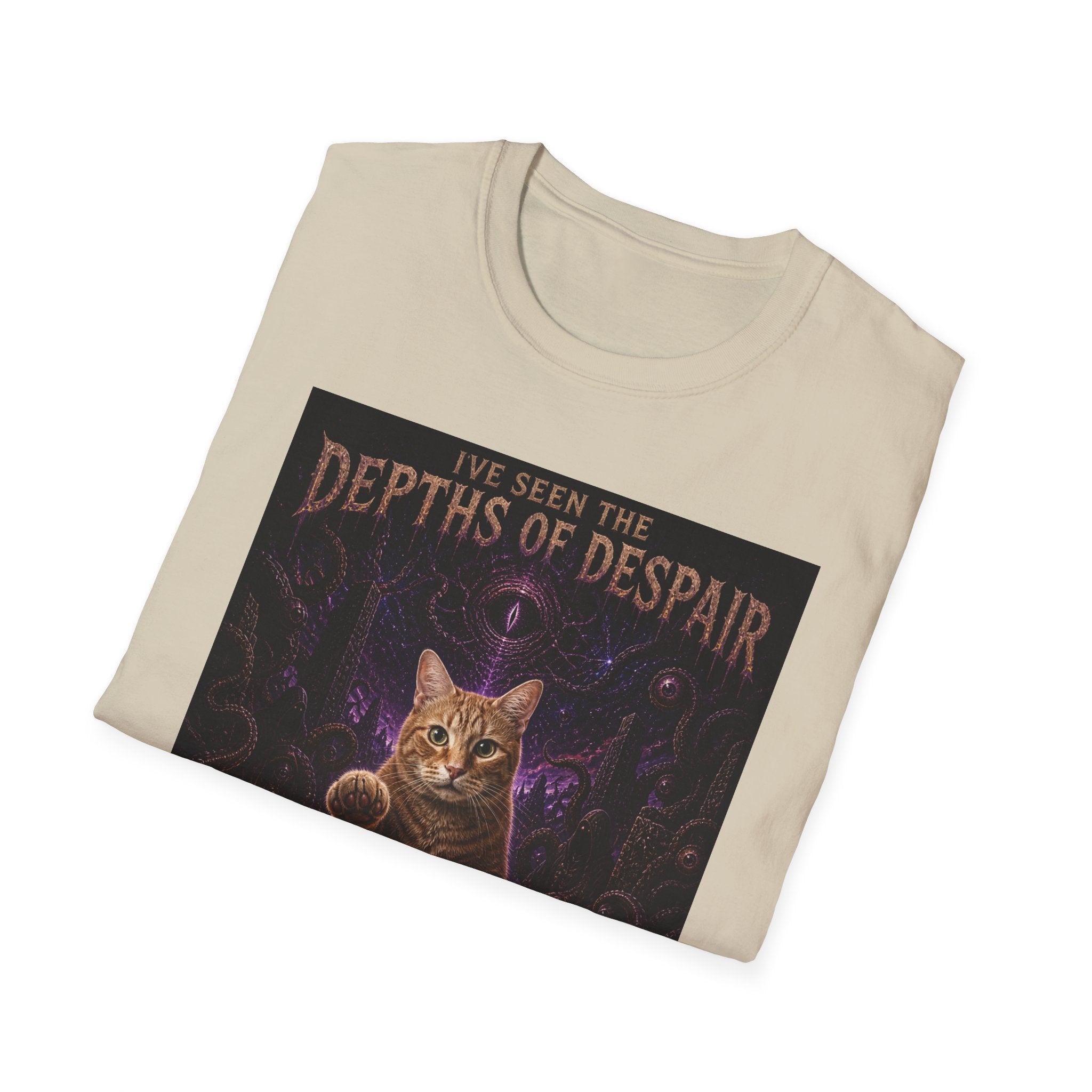 Depths of Despair Cat with Cheese, T-Shirt | Cat Illustration, Funny Quote