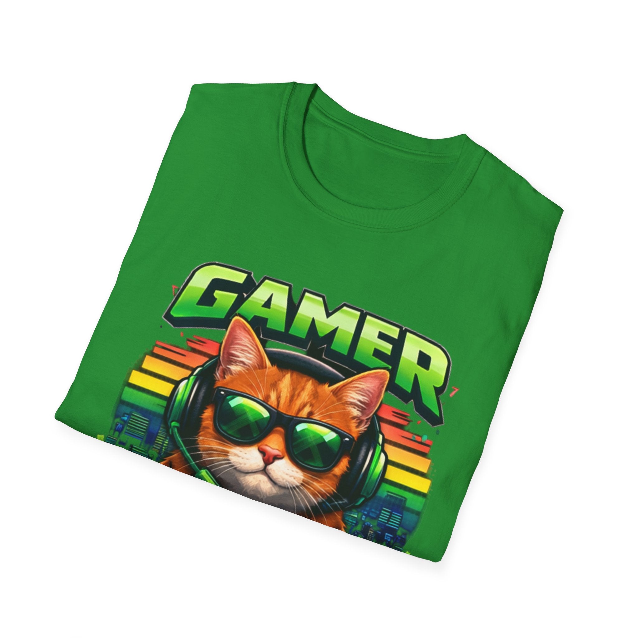 Gamer Cat with Controller T-Shirt | Eat Sleep Game Repeat