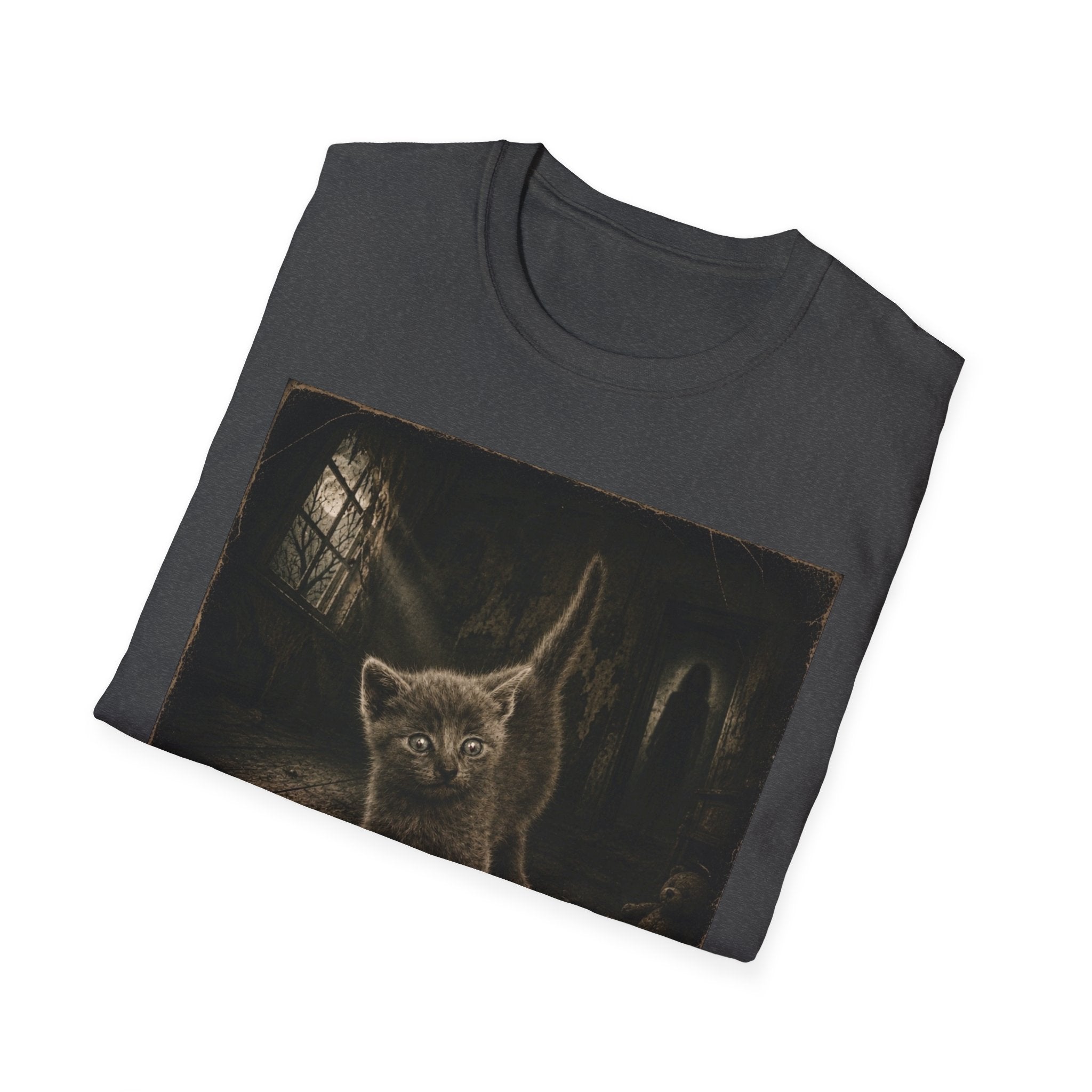 Gray Spooky Cat T-Shirt | Halloween Cat Shirt