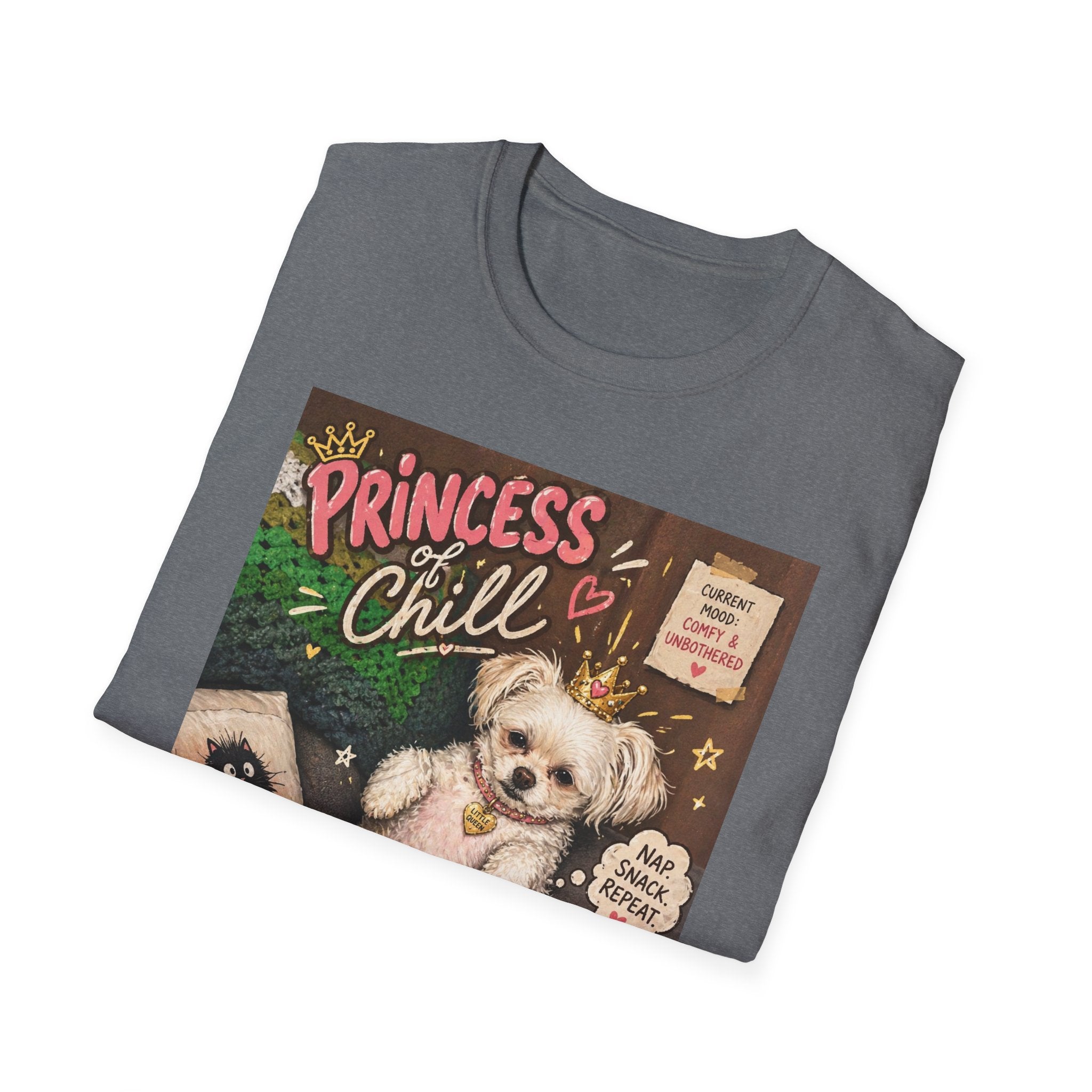 Princess and Chill Maltese Dog T-Shirt | Cute Dog Illustration