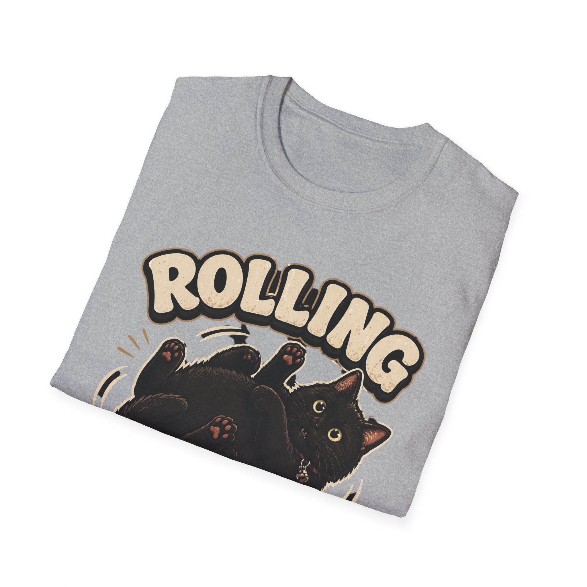 Rolling Fatties cat tee | Cute chubby black cat illustration T-Shirt