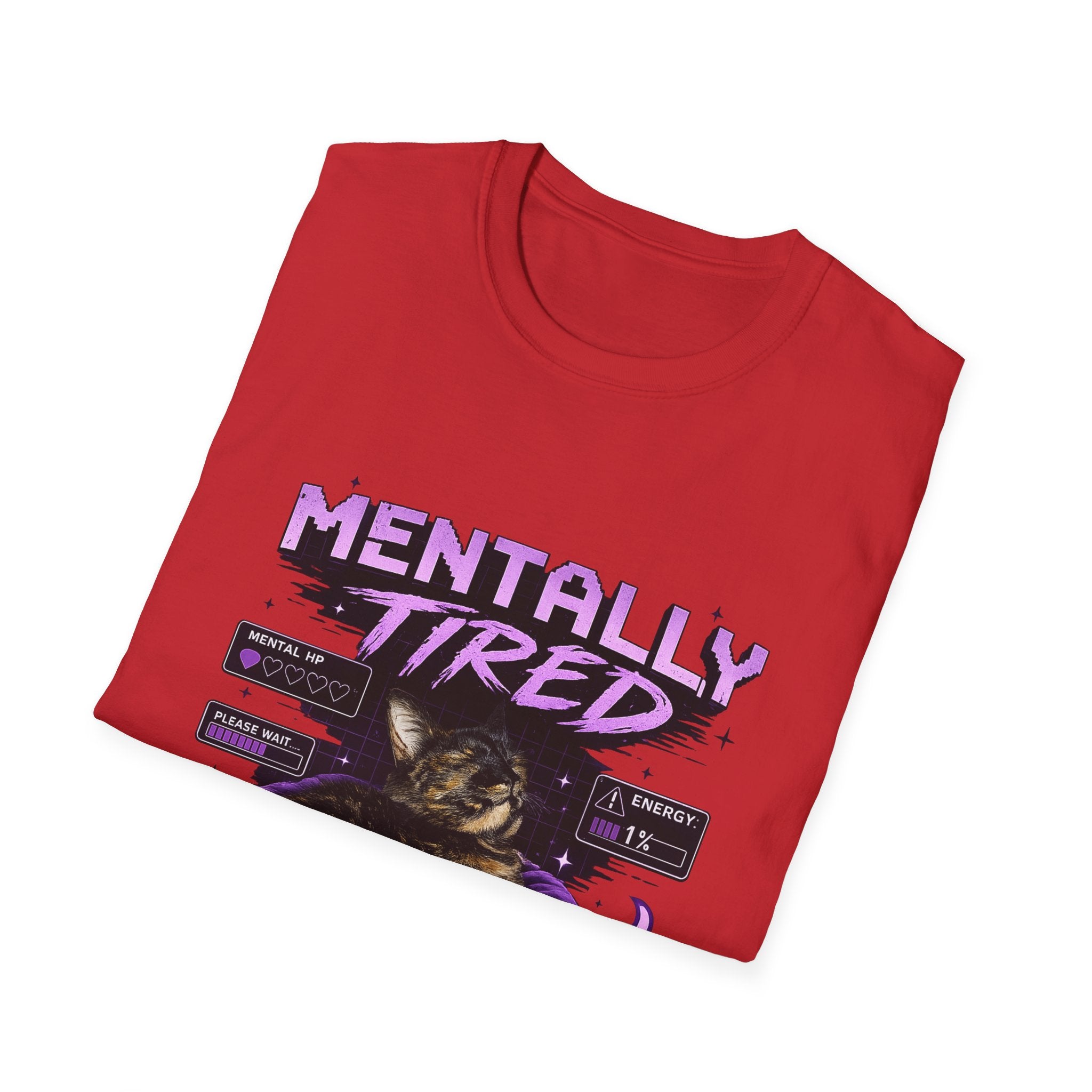 Mentally Tired Tortie Cat retro vaporwave T-Shirt | Vaporwave Cat Tee