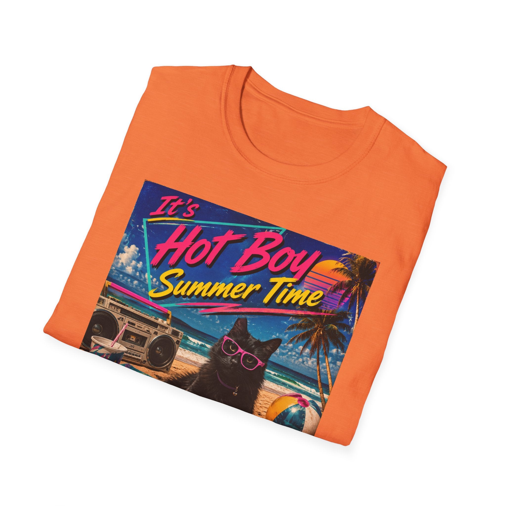 Hot Boy Summer Time cat graphic T-Shirt | retro beach vaporwave