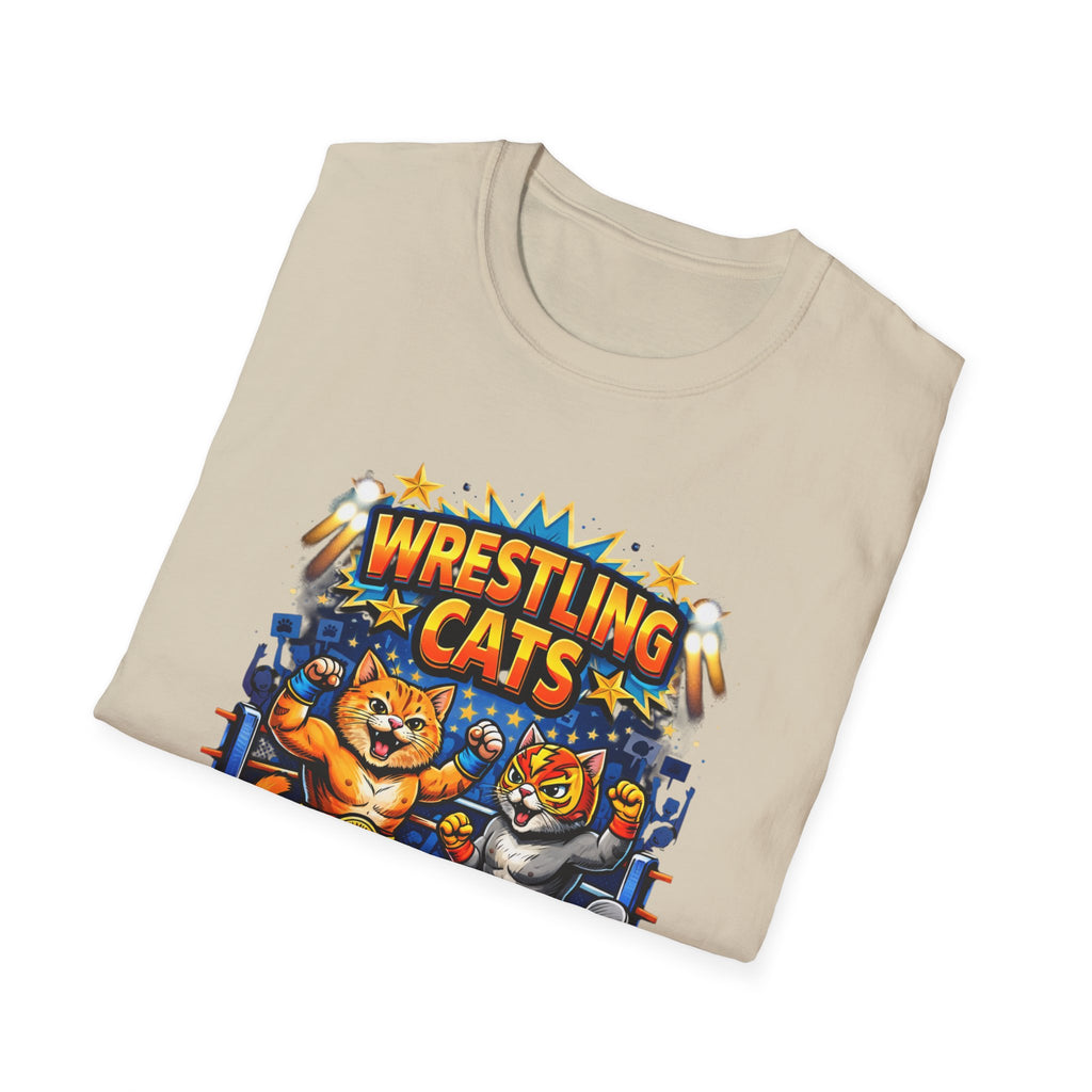 Wrestling Cats T-Shirt | Retro Cat Wrestlers Graphic Tee