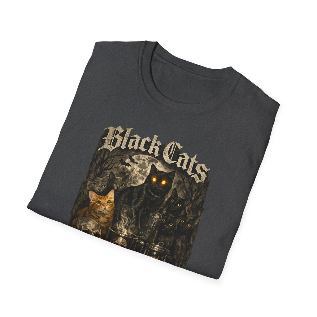 Black Cats & Coffee T-Shirt | Vintage Gothic Cat Illustration, Coffee Lover