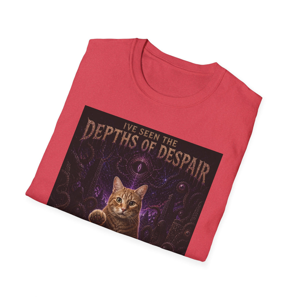 Depths of Despair Cat with Cheese, T-Shirt | Cat Illustration, Funny Quote