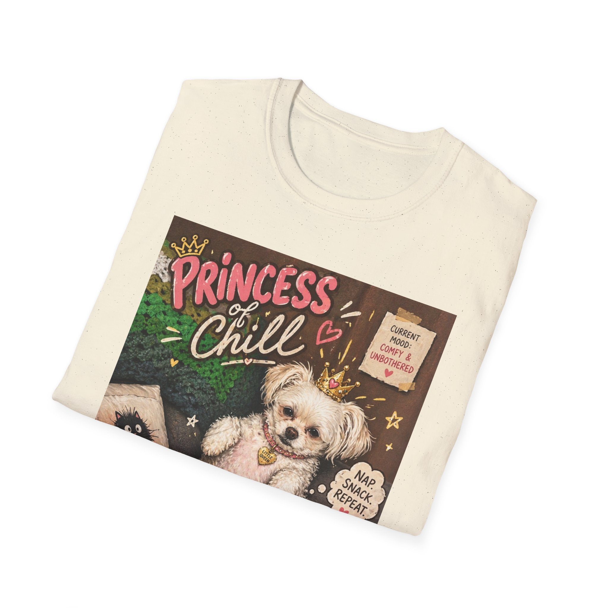 Princess and Chill Maltese Dog T-Shirt | Cute Dog Illustration