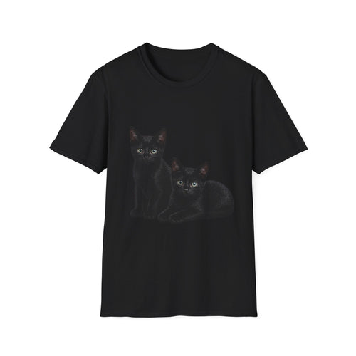 Black Kittens Illustration T-Shirt | Cute Cat Artwork