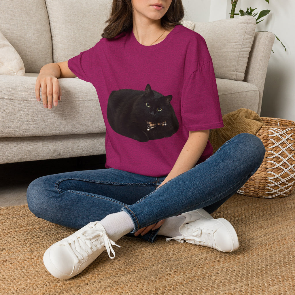 Peeking Black Cat T-Shirt | Minimal Cat Illustration