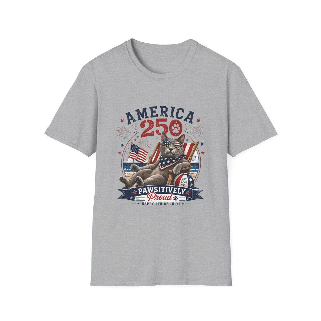 America 250 Cat Patriotic T-Shirt | Flag, Fireworks, Cute Cat