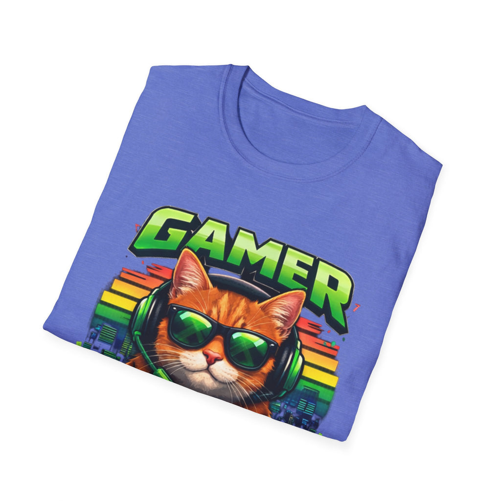 Gamer Cat with Controller T-Shirt | Eat Sleep Game Repeat