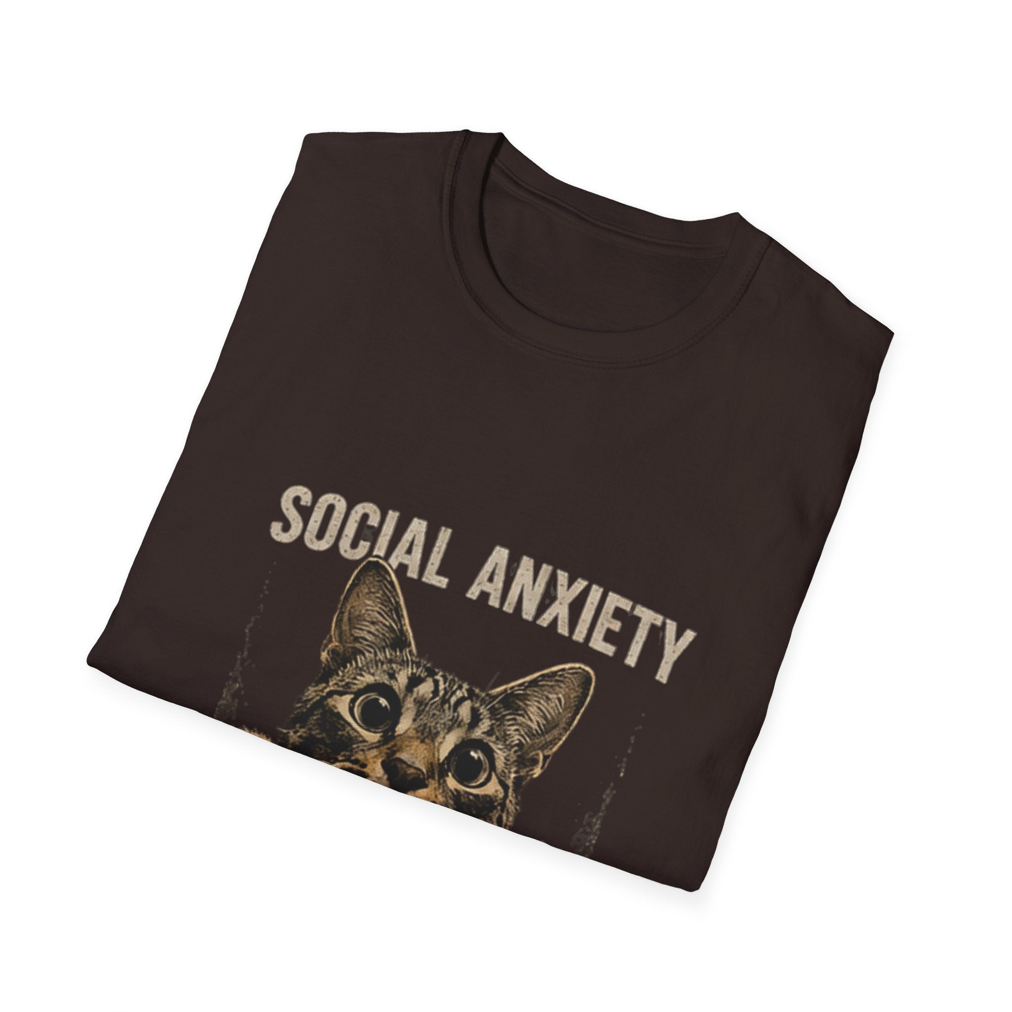 Social Anxiety Cat Leave Me Alone T-Shirt | Cat Illustration, Funny Text