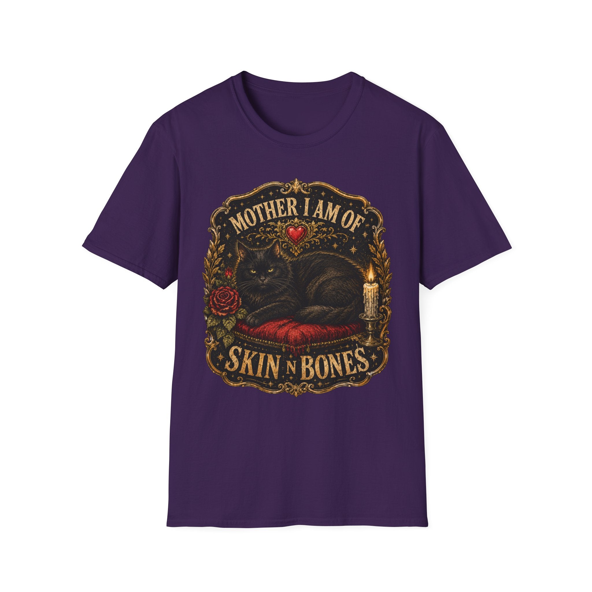 Mother I Am Of... Cat Skull Gothic T-Shirt | Black Cat, Rose, Candle